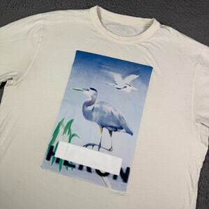 Heron Preston Shirt Mens XL White Birds Graphic Short Sleeve Crew Neck